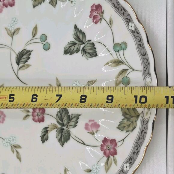 Andrea by Sadek Garden Splendor Cake Plate / Server Serving Set Porcelain 10.5" - Picture 7 of 14